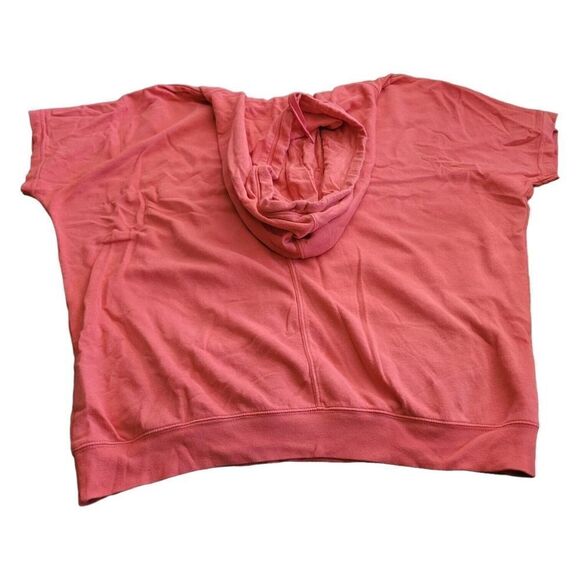 Nike Short Sleeve Pink Red Oversized Hoodie Kangaroo Pocket Womens Size L - Picture 3 of 6